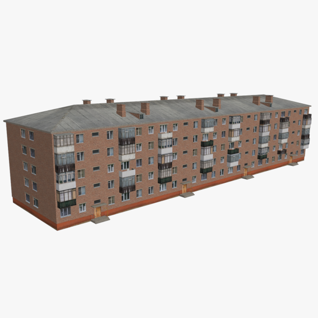 Russian Soviet brick house 3Dモデル .c4d .max .obj .3ds .fbx .stl .blend 