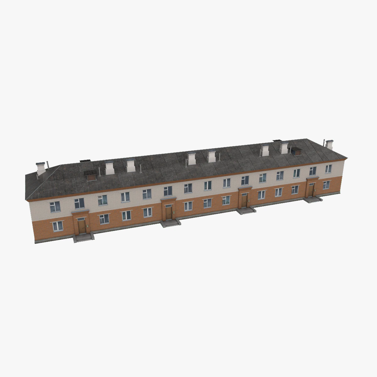 Two-color residential house model 3D Model .c4d .max .obj .3ds .fbx .stl .blend