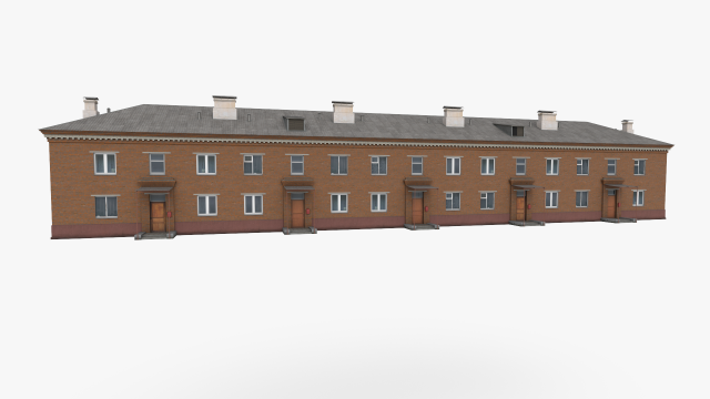 Two-storey residential house wuth brown brick 3D Модель .c4d .max .obj .3ds .fbx .stl .blend 