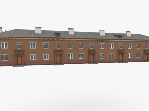 Two-storey residential house wuth brown brick 3D Model