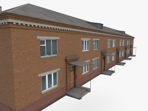 Two-storey residential house wuth brown brick 3D Модель