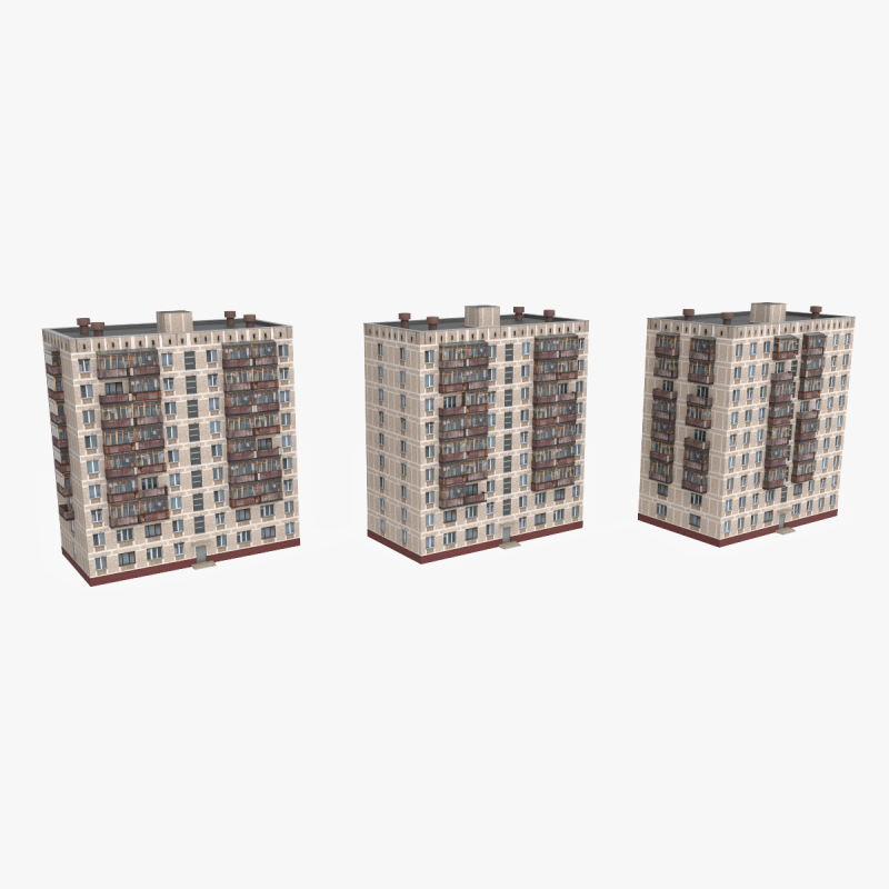 Russian panel houses Model 3D .c4d .max .obj .3ds .fbx .stl .blend