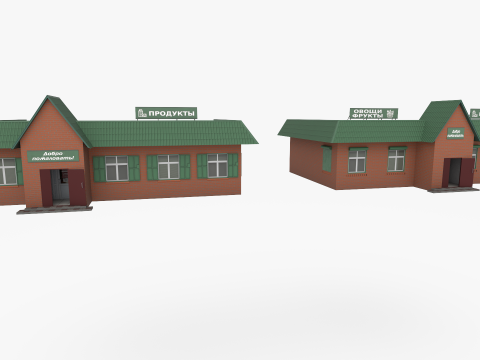Russian shop with red brick 3Dモデル