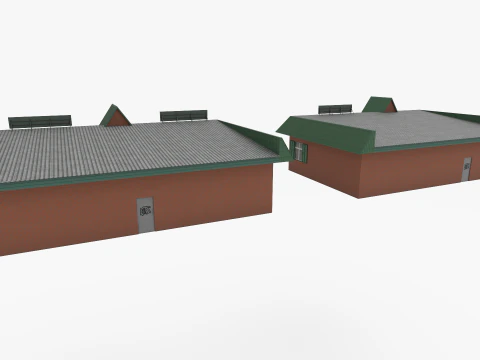Russian shop with red brick 3D Model