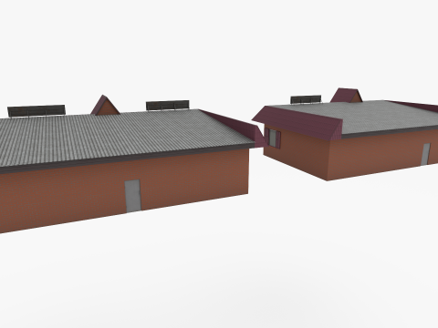 Russian shop with red brick Model 3D