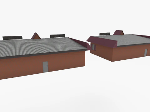 Russian shop with red brick 3D Model
