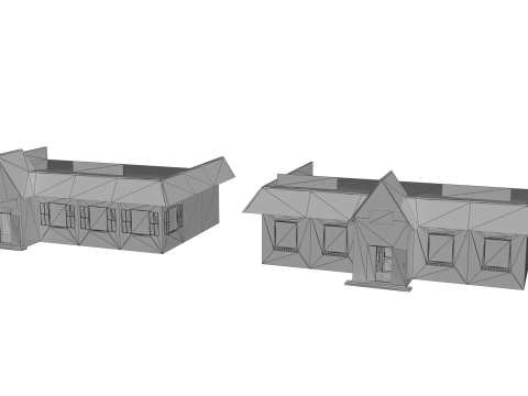 Russian shop with red brick Model 3D