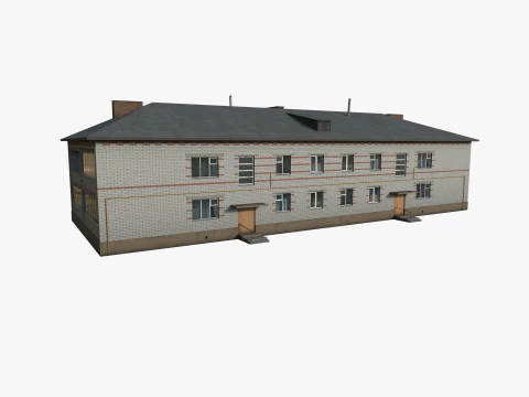 Residential house with white and red brick ver2 3D Model