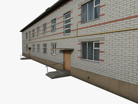 Residential house with white and red brick ver2 3D Model
