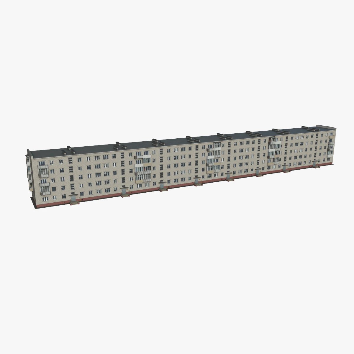 Russian typical brick house 2 3D Model .c4d .max .obj .3ds .fbx .stl .blend 