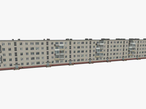 Russian typical brick house 2 3D Model