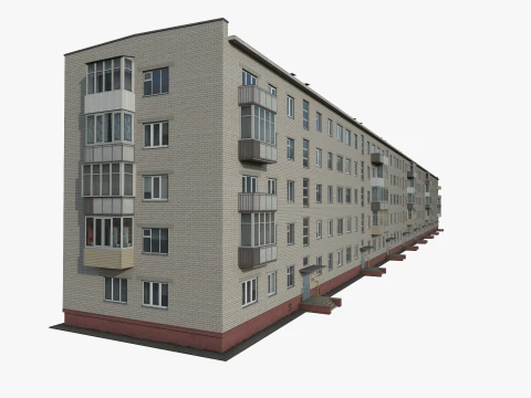 Russian typical brick house 2 3D Model