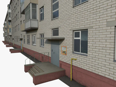Russian typical brick house 2 3D Model