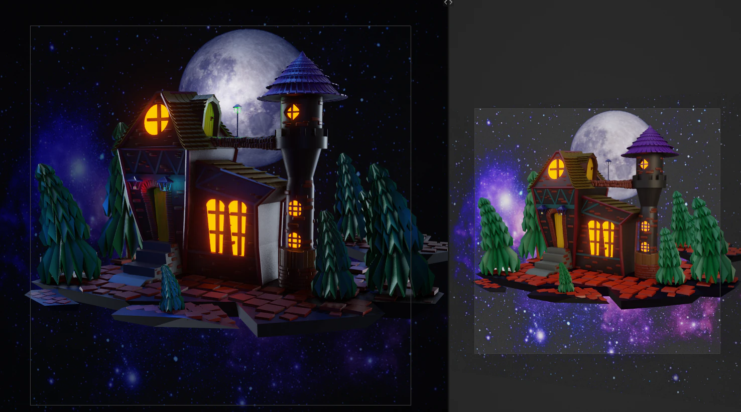 Castle at night 3D Model .c4d .max .obj .3ds .fbx .stl .blend 