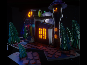 Castle at night 3D Model