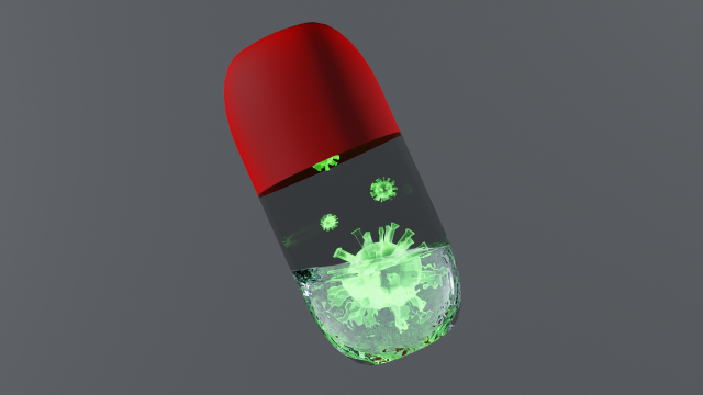 A pill with a virus Model 3D .c4d .max .obj .3ds .fbx .stl .blend 