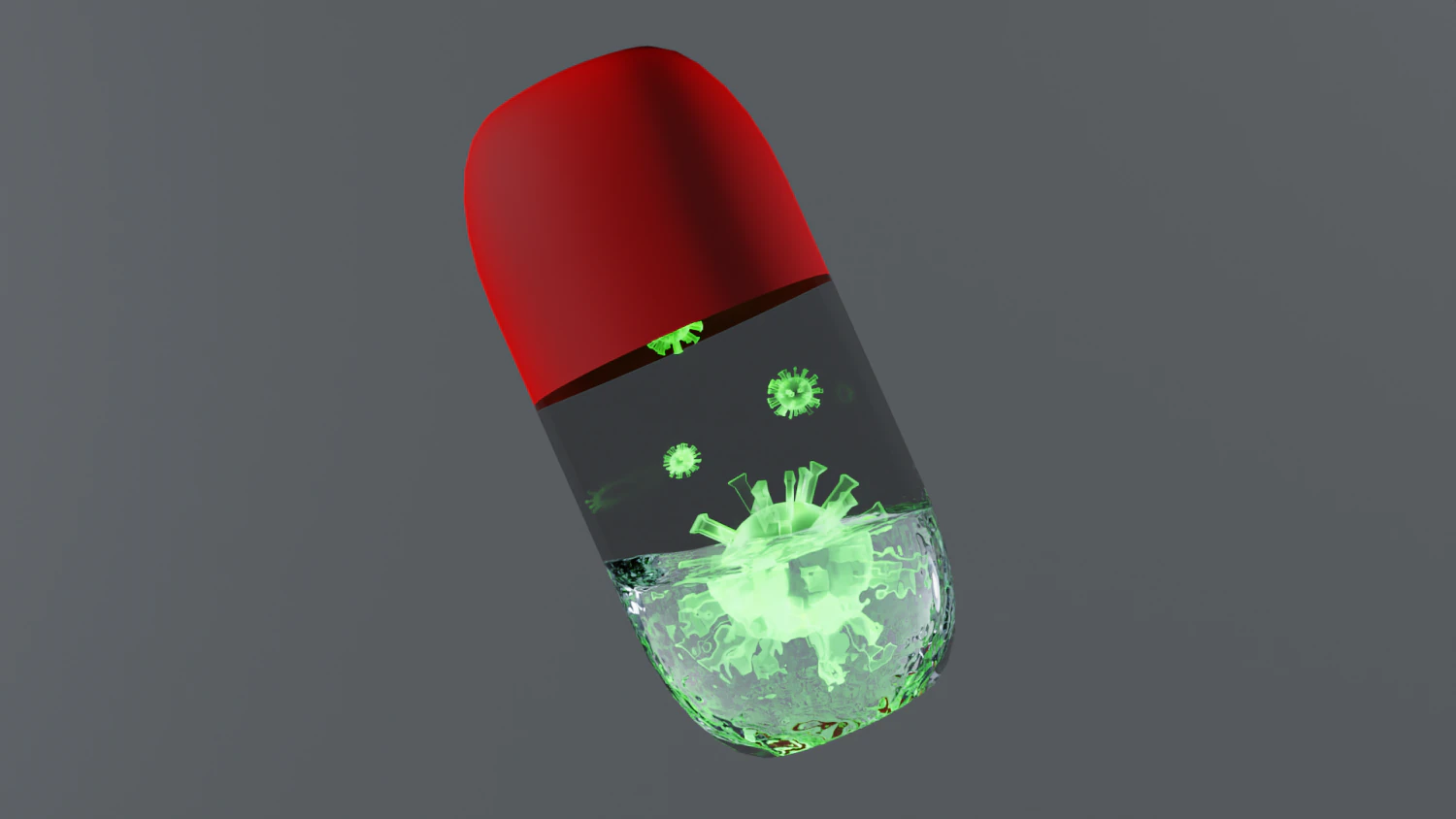 A pill with a virus 3D Model .c4d .max .obj .3ds .fbx .stl .blend 