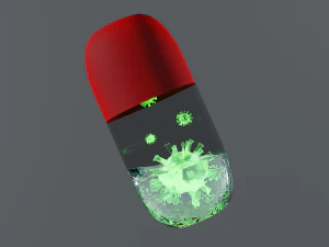 Een pil met een virus 3D Model
