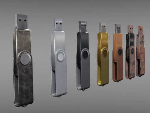 USB pack PBR 4K low poly Model 3D