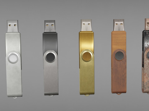 USB pack PBR 4K low poly 3D-Modell
