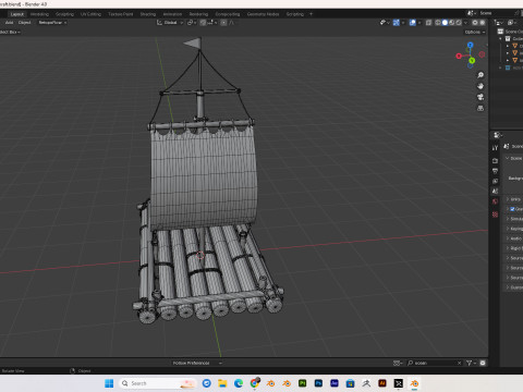 Wooden raft PBR 4k Low-poly Modelo 3D