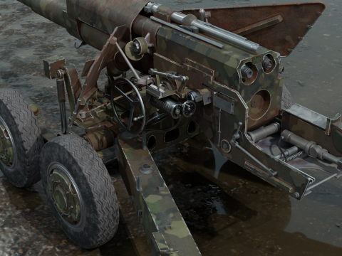 Military cannon PBR Model 3D