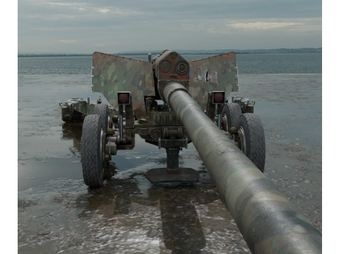 Military cannon PBR Model 3D