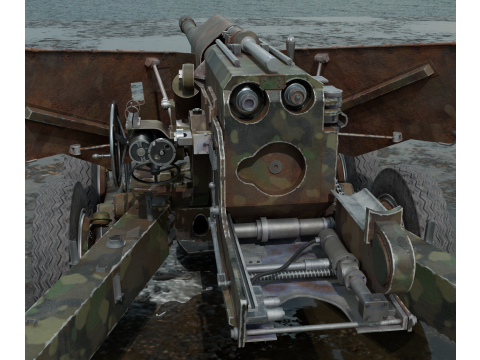 Military cannon PBR Model 3D
