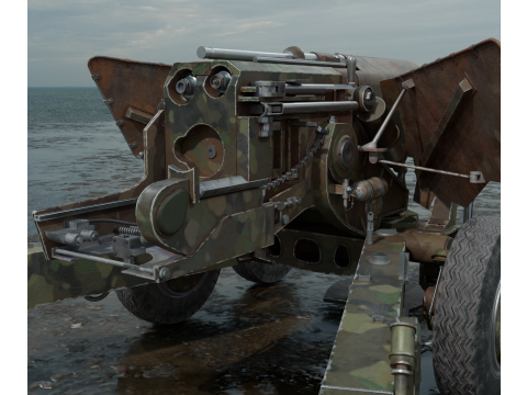 Military cannon PBR Model 3D