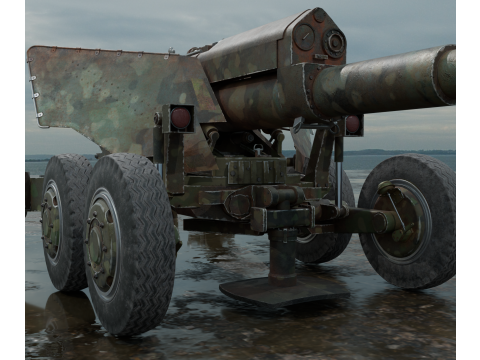 Military cannon PBR Model 3D