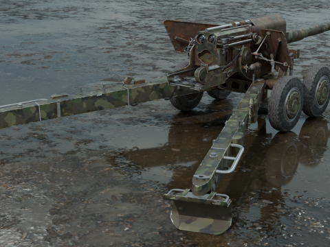 Military cannon PBR Model 3D