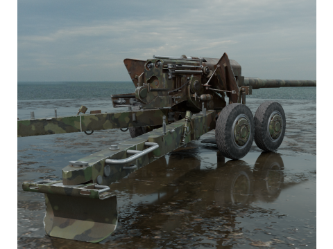 Military cannon PBR Model 3D