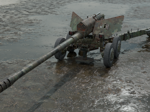 Military cannon PBR Model 3D