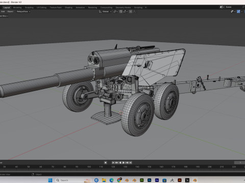 Military cannon PBR Model 3D