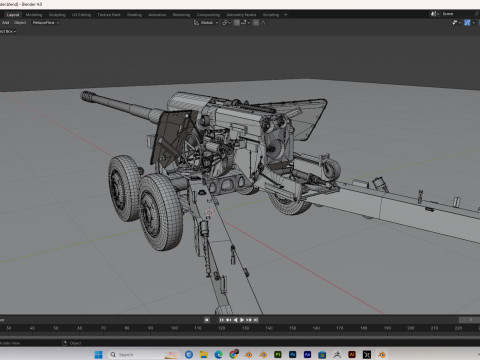 Military cannon PBR Model 3D