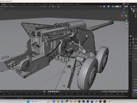 Military cannon PBR Model 3D