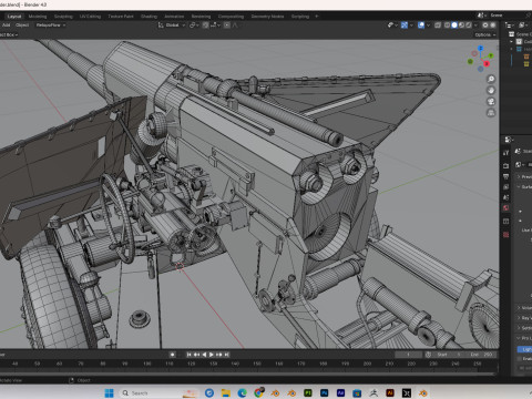 Military cannon PBR Model 3D