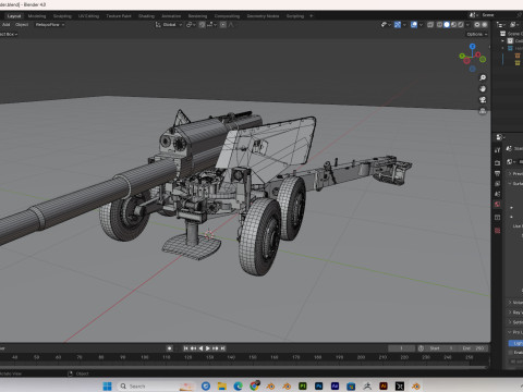 Military cannon PBR Model 3D