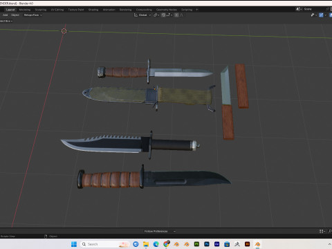 30 realistic knives pack PBR 4k Low-poly 3D-Modell