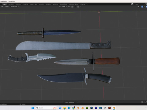 30 realistic knives pack PBR 4k Low-poly 3D-Modell