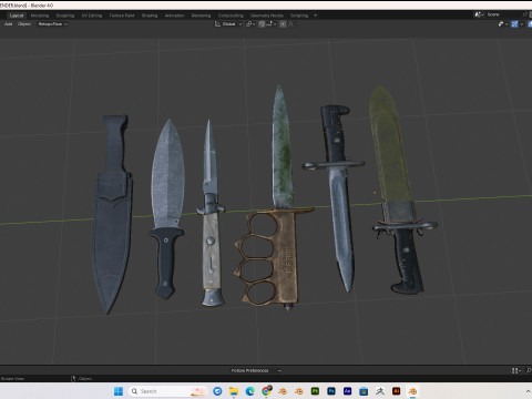 30 realistic knives pack PBR 4k Low-poly 3D-Modell