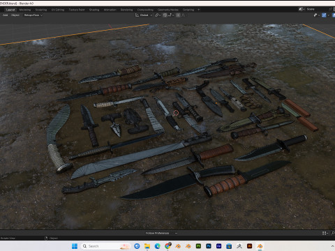30 realistic knives pack PBR 4k Low-poly 3D-Modell
