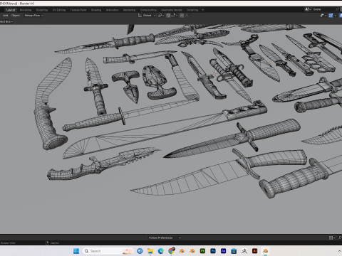 30 realistic knives pack PBR 4k Low-poly 3D-Modell