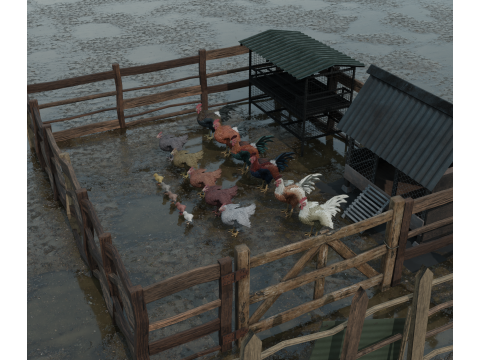 Chicken farm pack PBR 4k low poly 3Dモデル