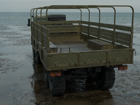 Military truck pbr 4k low poly Modelo 3D