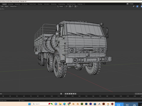 Military truck pbr 4k low poly Modelo 3D