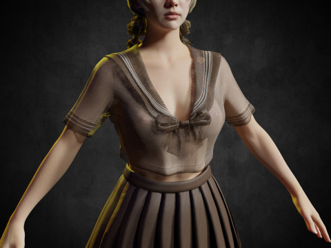 Female PBR 8k free 3Dモデル