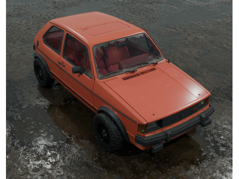 Realistic old car full interior and exterior PBR 4k Model 3D