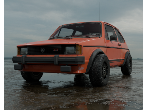 Realistic old car full interior and exterior PBR 4k Model 3D