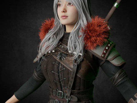 Female witcher PBR Free Model 3D